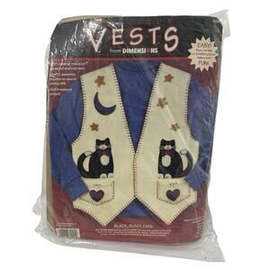 Dimensions Applique Black Black Cats Iron On Felt Vests Kit New 62091 Halloween
